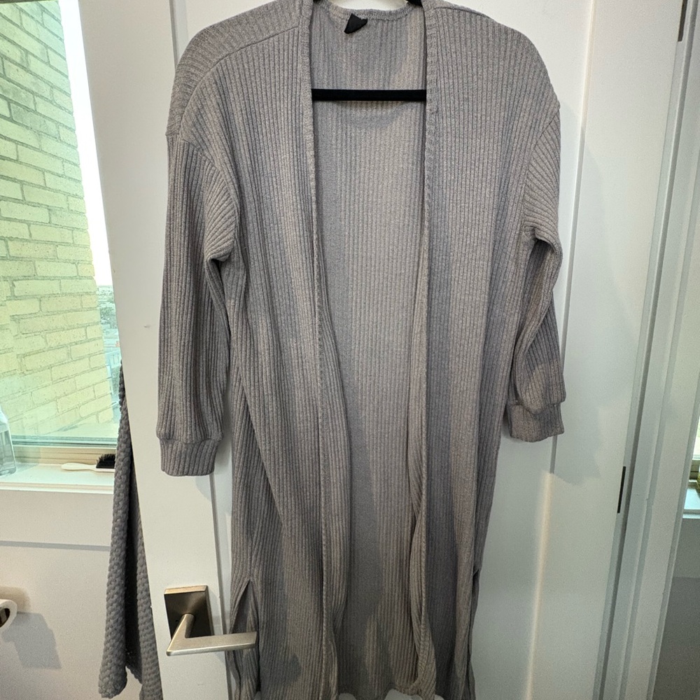 SHEIN Light Gray Open Front Cardigan XL KNIT